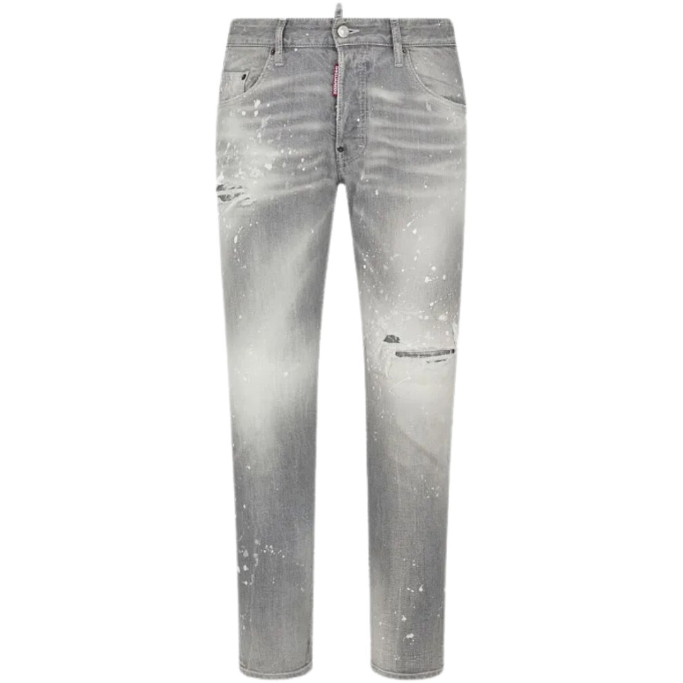 (W38 L30) Dsquared2 Skater Jean Paint Splatter Light Grey Wash Jeans