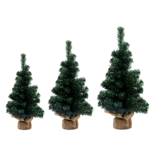 Lot De 9 Sapins De Noël Miniatures Avec Base En Bois - Hauteurs 10, 16, 22 Cm - Décoration De Table, Vitrine Ou Cheminée - 6