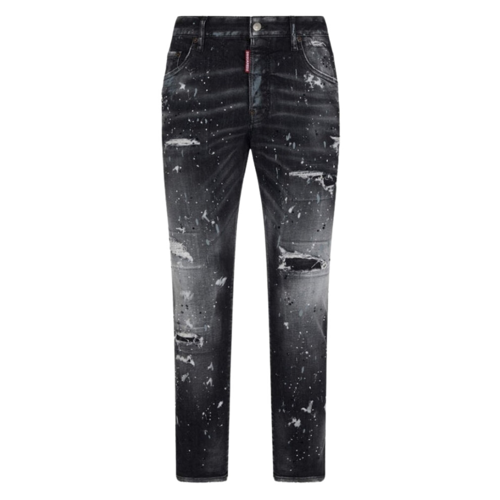 (W28 L30) Dsquared2 Skater Jean Paint Splatter Black Wash Jeans