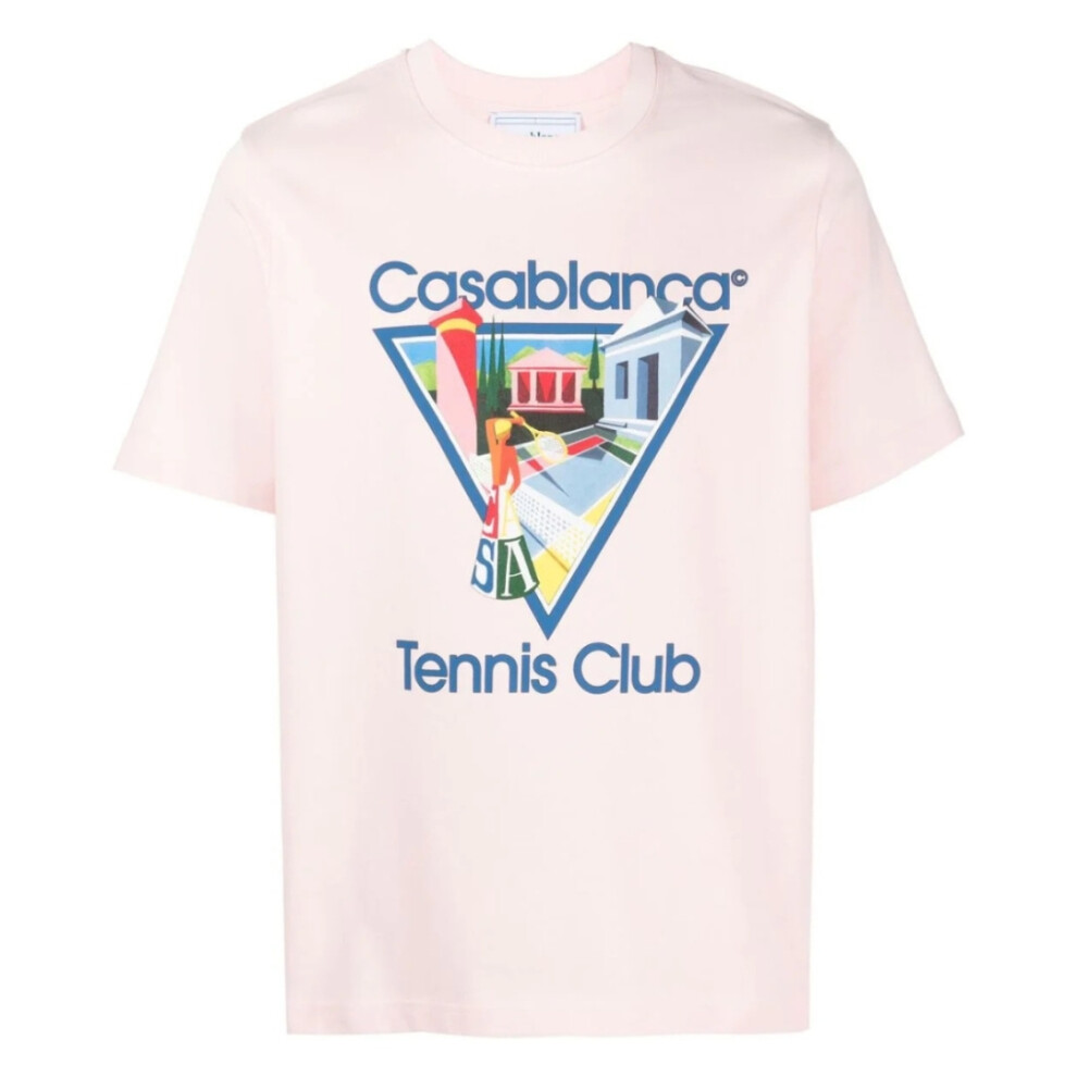 (L) Casablanca Le Joueuse Tennis Club Design Pink T-Shirt