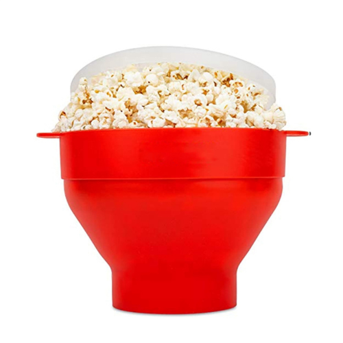 Silicone Microwave Popcorn Maker Foldable Bowl with Lid 1