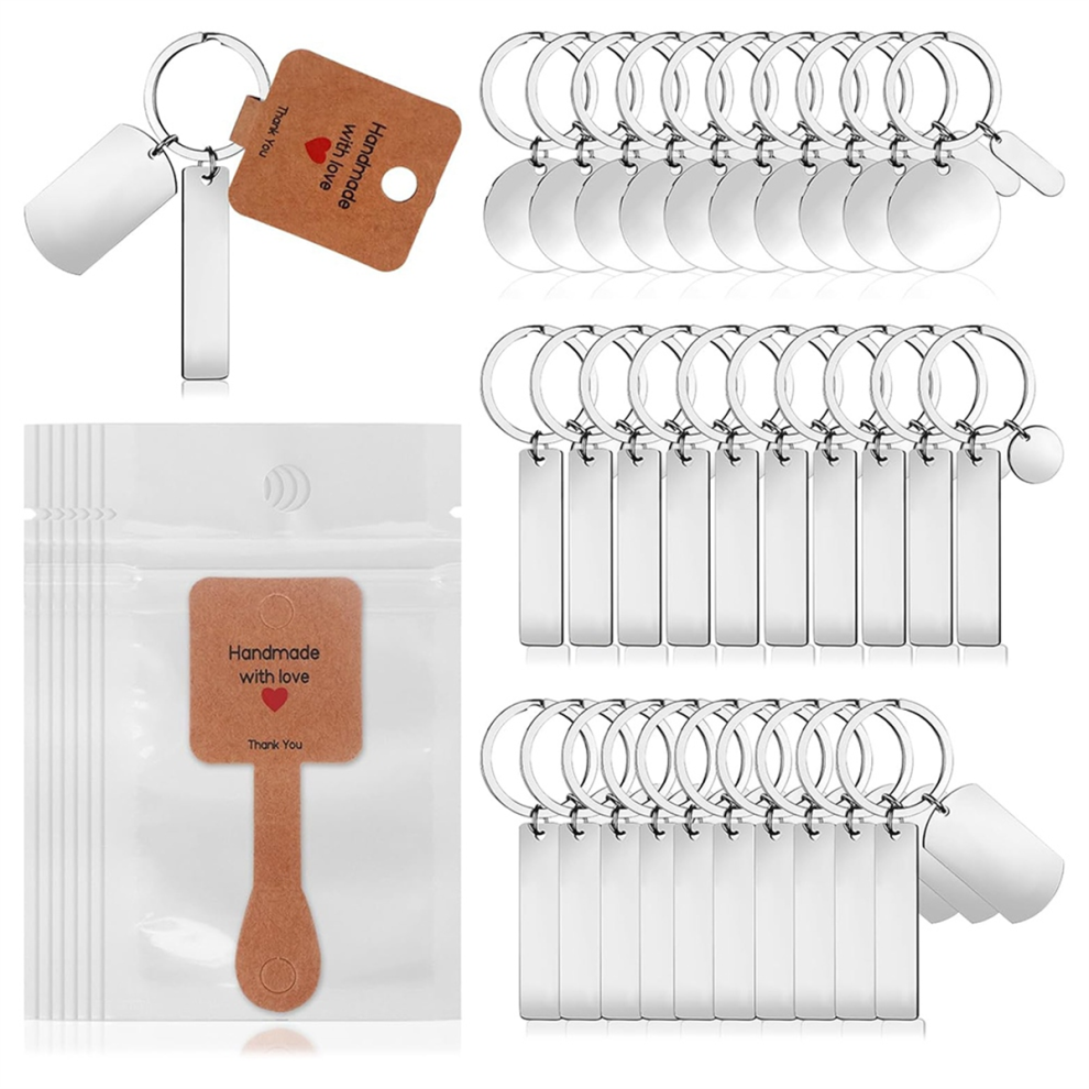 30 StüCk Gravierbare SchlüSselanhäNgerrohlinge Aus Metall, StempelanhäNger Und Verpackungsbeutel-image