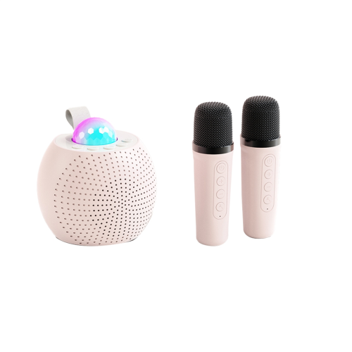 Enceinte karaoké Bluetooth portable, éclairage d'ambiance coloré, système audio pour la maison, rose 2