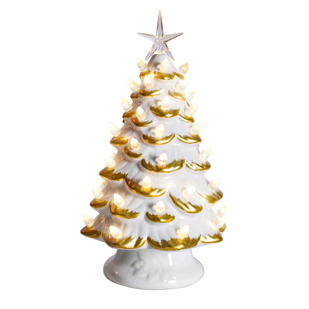 Décoration de Noël en céramique avec lumières LED, idéale pour les réunions de famille et pour ajouter de la couleur à votre intérieur.