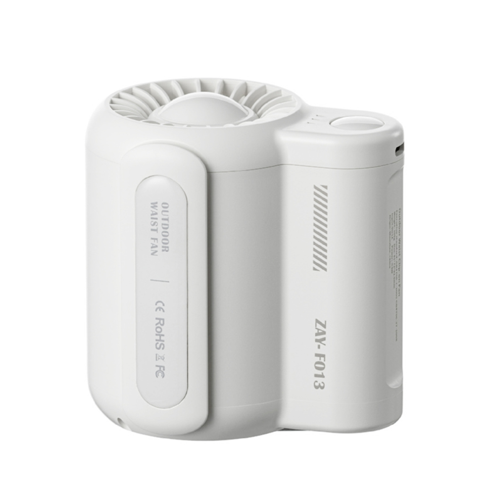 Ventilateur électrique de camping sans lame, fixation à la taille, silencieux, blanc