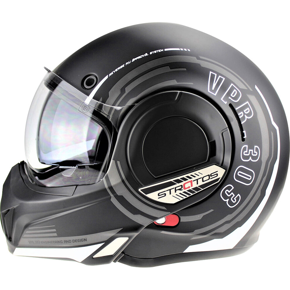 (L) Viper F242 Flip Up Motorcycle Helmet - Revo White 5055966336095