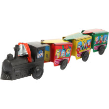 Vintage Tin Wind Up Train with Three Carriages Clockwork Plaything