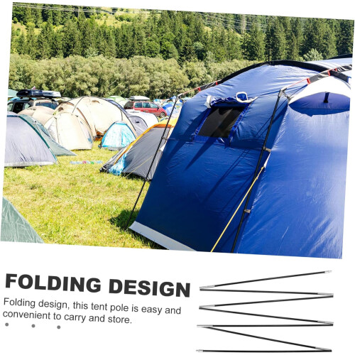Fiberglass Tent Pole Replacement 2pcs Kit Canopy Pole Design Strong Support for Camping Tents 2