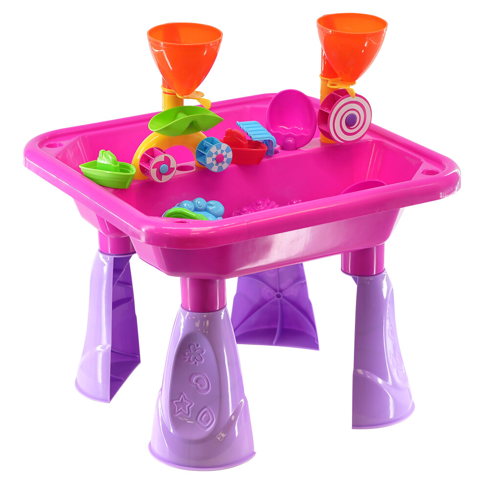(Pink) The Magic Toy Shop Sand and Water Table Garden Sandpit Play Set Fun Activity Sand Toy Kids