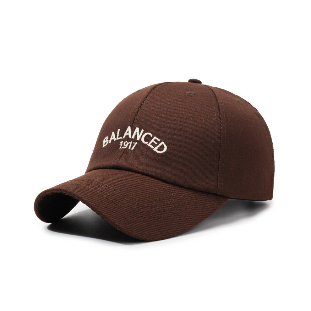 (Brown) Letter Embroidery Balanced Baseball Cap Sun Protection Hat Breathable Peaked