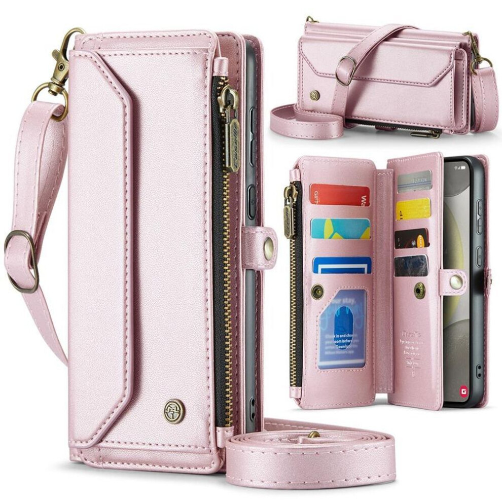 (pink, Samsung Galaxy S25 Plus) Flip Leather Phone Case For Samsung Galaxy Z Fold 5 4 S24 Plus S23 Ultra S22 S21 S20 Fe Iphone 15 14 Plus 13 12 Pro Max Zipper Wallet Card Cover Coque