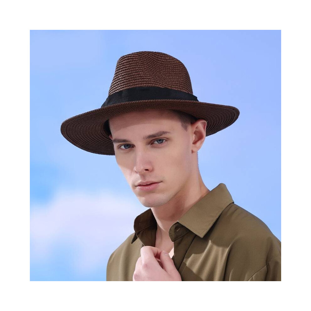 (Color U) Foldable Summer Colorful Straw Hat Square Buckle Outdoor Travel Breathable Beach-image-OPC-PGJWRFQ-NEW