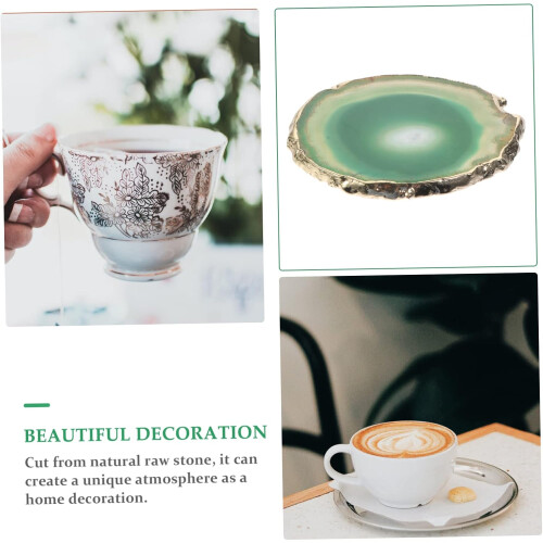 Cup Agate Stone Edged Table Mat Natural Stone Ornament Heat Resistant Pad 2