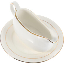 Restaurant Grade Ceramic Sauce Jugs Gravy Boat Set Sauce Pitcher Tray White 1 Set of Sauce Dispensers