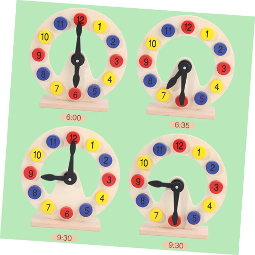 1 Set Colorful Cartoon Wooden Sorting Clock Educational Learning Clock for Fun Numbers Clock Plaything 2
