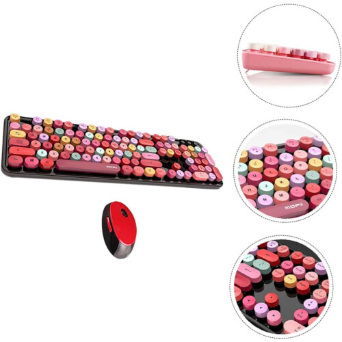 Wireless Keyboard and Mouse Punk Style Gaming Keyboard and Mouse USB Wireless Computer Accessories 2