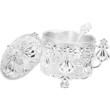 Stylish Zinc Alloy Sugar Bowl Sugar Pot with Spoon European Style Salt Storage Spice Jar Kitchen Sugar Bowl