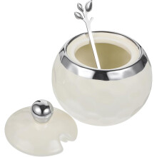 Ceramic Sugar Bowl Container with Spoon Minimalist Salt Jar Kitchen Condiment Pot Tea Sugar Canisters