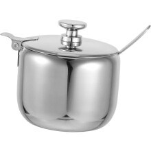Stainless Steel Sugar Bowl Spoons Stainless Steel Canister Sugar Jar with Spoon Sugar Holder