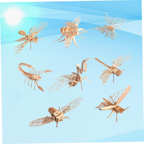 8pcs Model Ornament Puzzles Puzzles Figure Model Model Simulation Model Beige Wooden 2
