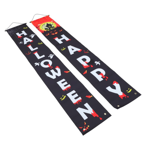 Halloween Door Banners Hanging Couplets Halloween Decorations Outdoor Banner Halloween Party Banners on OnBuy