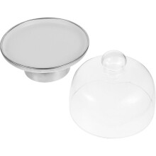 Glass Cake Stand with Dome Cover Decorative Ceramic Dessert Tray Unique Wave Shape for Home