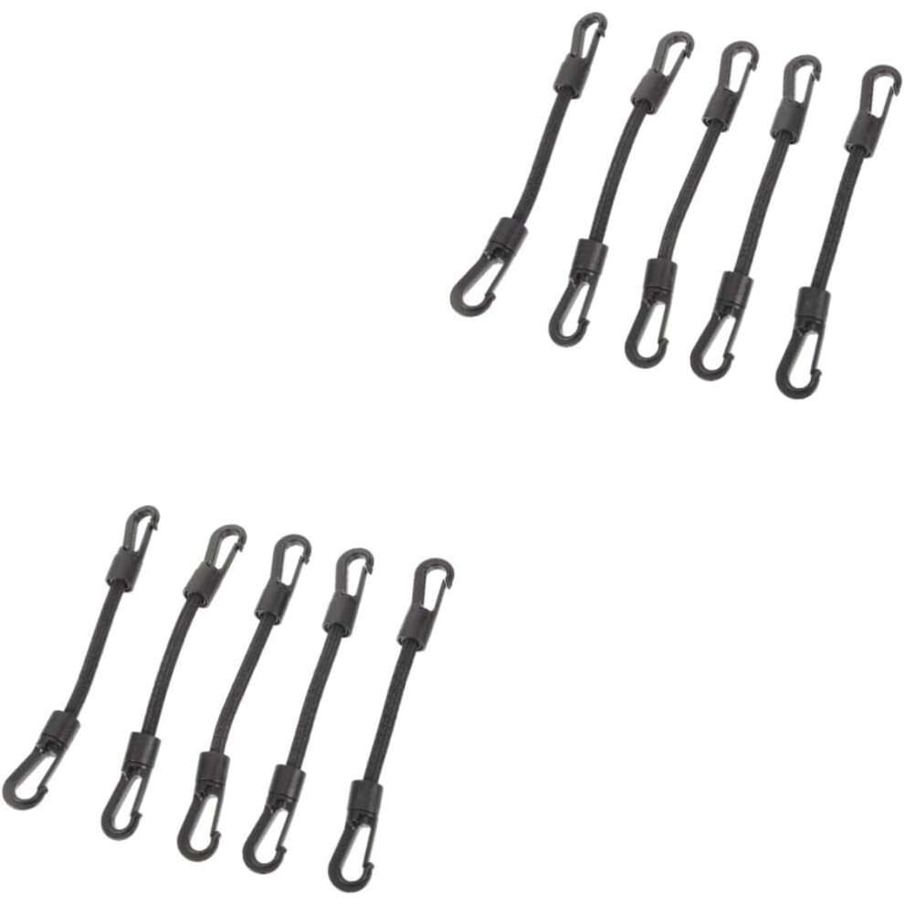 10 Pcs Elastic String Hook Camping Accessory Flag Bungees Ties Elastic Rope Black Rope Net Cord 6426217819022