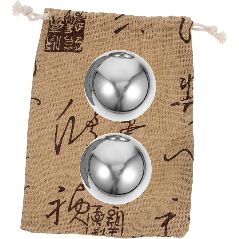 Hkhbjs 1 Set Stainless Steel Handball Hand Massaging Balls Hand Exercise Balls Hand Exercise Massage