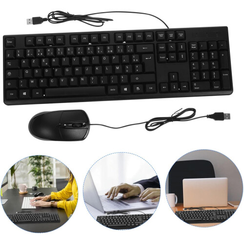 1 Set Wired Keyboard and Mouse French Character USB Keyboard 1