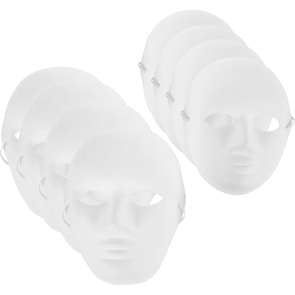 8pcs Plain Paper Pulp DIY Masks for Masquerade Dance Festival Party Performance 4 Women' & 4 Men' Face Masks-image-OPC-PGJXWTP-NEW