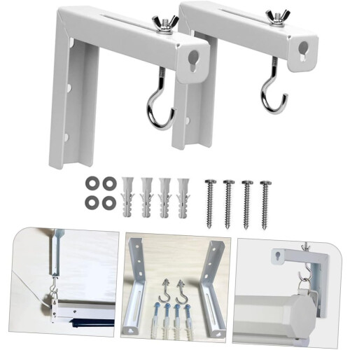 2pcs Projector Screen Ceiling Mount Brackets Projection Screen Hanging Hooks for Drop Ceiling Wall Mounted 2