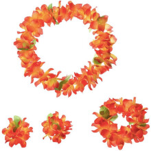 12pcs Hawaii Necklaces Red Necklace Hawaiian Necklace Flower Pendant Necklace Costume Necklace