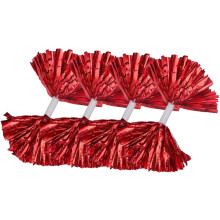 Cheerleadering Pom Poms 4pcs PET Plastic Cheer Pom Poms Handle Cheerleading Props for Performance and Dance