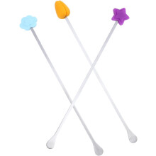 Latte Spoons Long Handle Silicone Mixing Stick Set 3pcs Stirring Bars Sturdy and Heat-Resistant Drinks Long Spoon