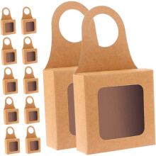 12pcs Decorative Wine Bottle Boxes with Window Kraft Paper Wine Box Holder