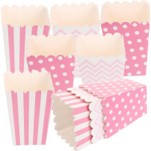 36pcs Paper Popcorn Boxes with Stripes and Dots Night Parties and Candy Buffets Includes 12 12 Waves and 12 Stripes