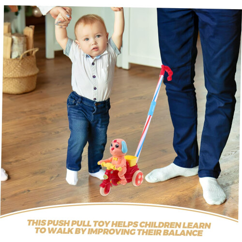 Push Dog Stroller Puppy Walking Dog Push Push Push Pull Push Walker Plastic Pink 2
