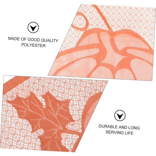 1 Pc Exquisite Pumpkin Thanksgiving Fireplace Decor Lace Pattern Polyester Table Cover Orange 1