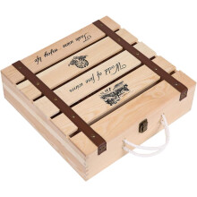 Hand Polished Smooth Wood Wine Storage Box 4 Bottle Vintage Storage Case