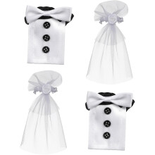 2 Pairs/4pcs Wine Dress Suit for Wedding Funny Bottle Cover Wine Decor Suit Men Women's Bottle