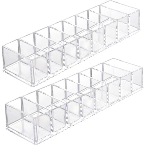 2Pcs Transparent Cable Storage Box Set with 8 Compartments Multi Function Household