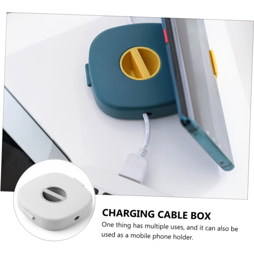 Charging Cable Organizer Box Portable Phone Cable Holder Rotatable Cable Storage Compact Cable Organizers 1