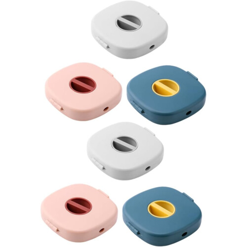 Portable Data Cable Storage Box Set 6 Pack Rotating for Mobile Phone Cables and Headsets