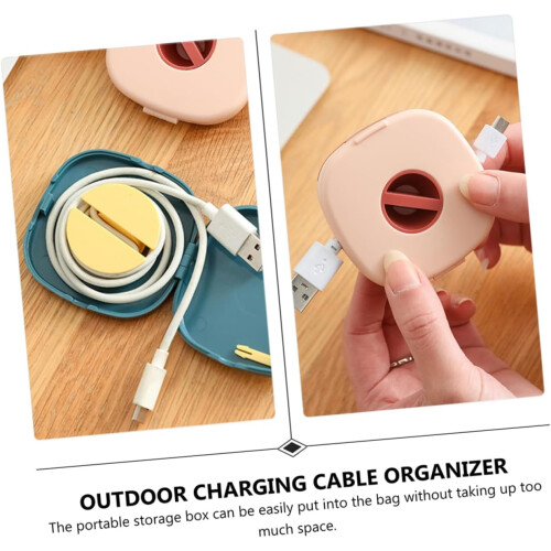 Portable Data Cable Storage Box Set 6 Pack Rotating for Mobile Phone Cables and Headsets 2