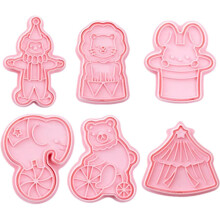 6 Pcs Circus Cookie Cutters Plastic Fondant Molds for Circus Shaped Biscuits Ideal