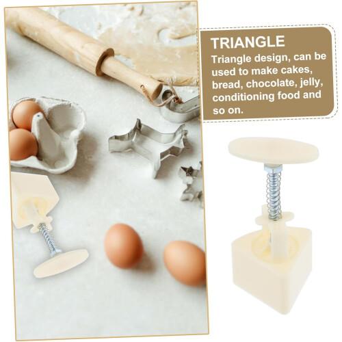 1Set Hand Press Triangle Moon Cake Molds Baking Molds with Floral Patterns for Supplies and Baking Projects 2