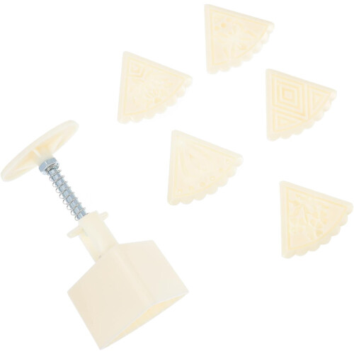 1Set Hand Press Triangle Moon Cake Molds Baking Molds with Floral Patterns for Supplies and Baking Projects