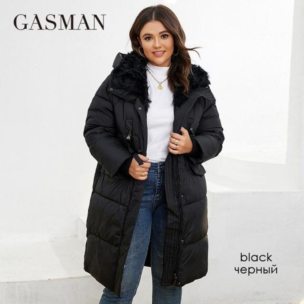 (black, XL) Gasmam Winter Parkas Women Warm Long Classic Zipper Lacing Design Pocket Hooded Loose Down Jacket Female Coat Ld-21913
