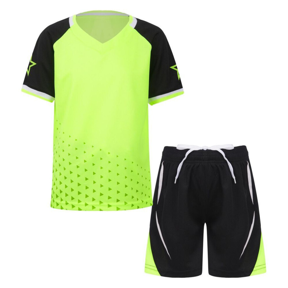 (green, 5-6 Years) Children's Sports Clothing Set Boys Short Sleeve T-Shirt and Shorts Sports Suit Tracksuit Summer Football Basketball Fitness Sportswear