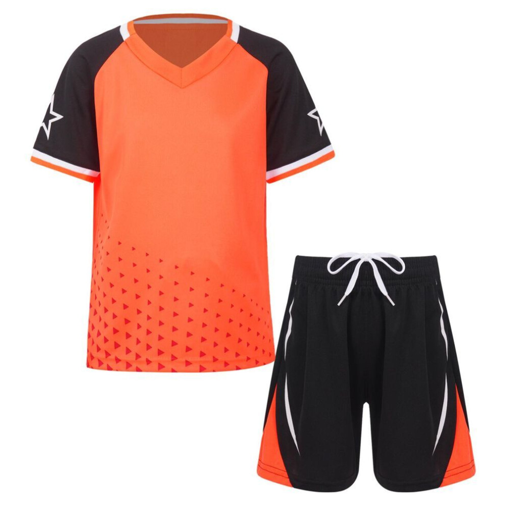 (orange, 5-6 Years) Children's Sports Clothing Set Boys Short Sleeve T-shirt And Shorts Sports Suit Tracksuit Summer Football Basketball Fitness Sportswear